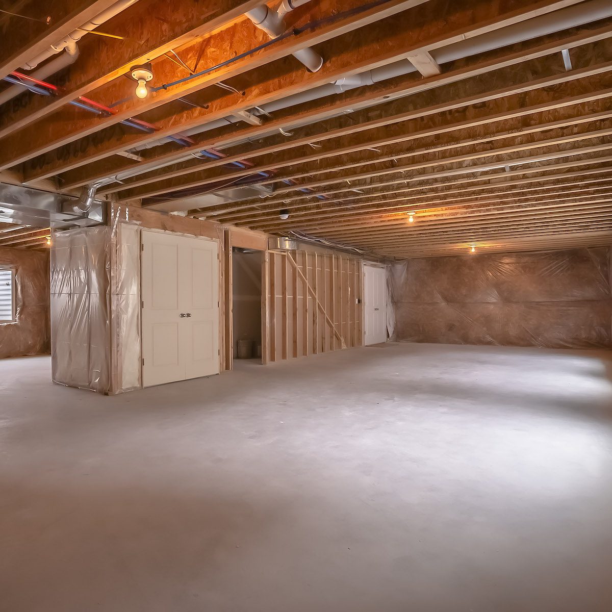 sump pumps kept sewage out of this dry basement